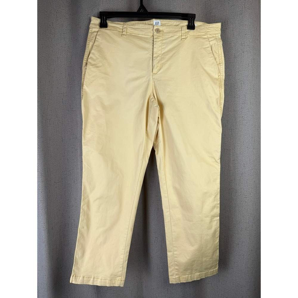 Gap Girlfriend Khaki Pants Womens 16 Yellow Cotton Stretch Straight Leg - Picture 2 of 6